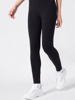 Leggings in Cotone Elasticizzato da Donna Icons Nero