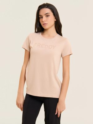 T-shirt manica corta con logo FREDDY in strass