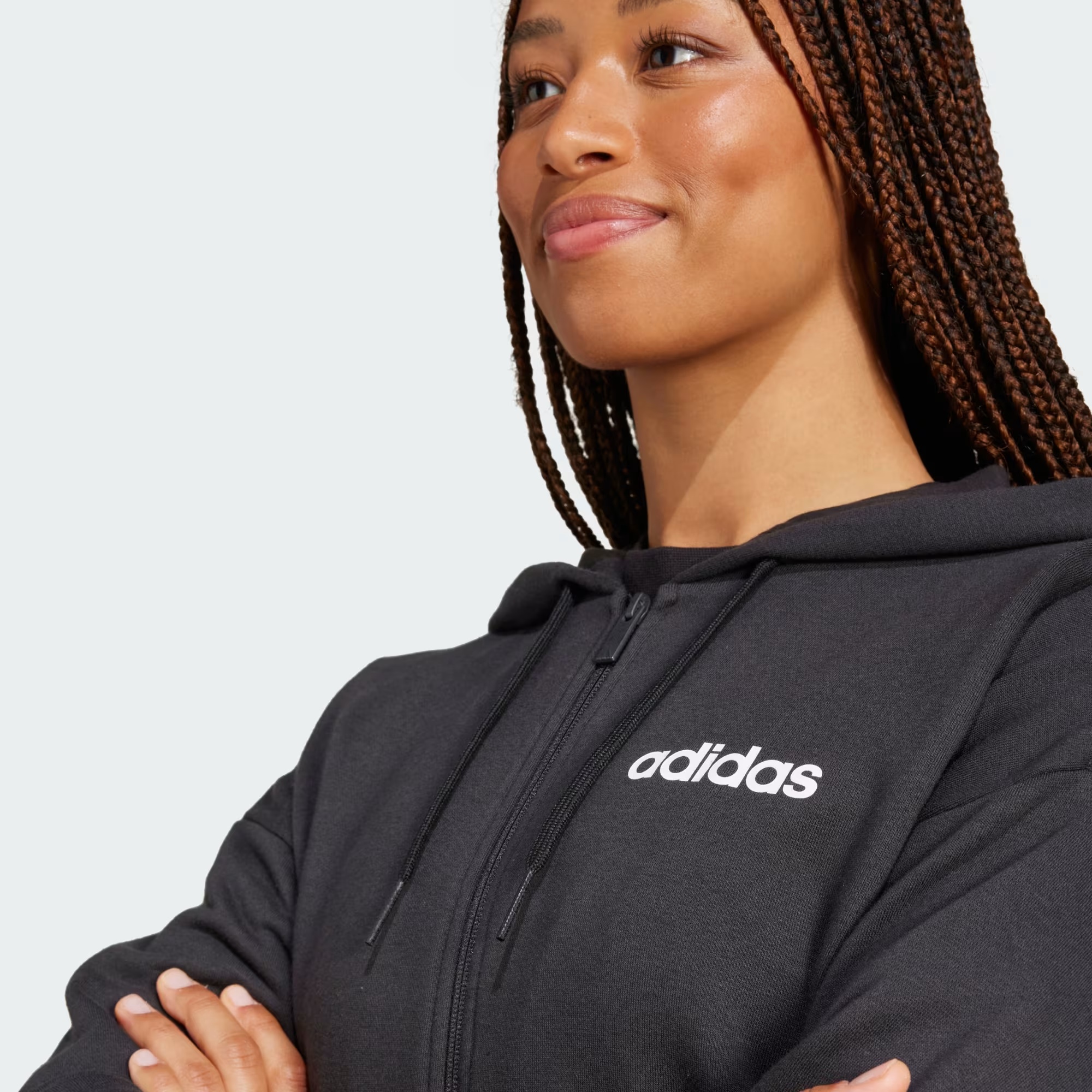 Felpa con cappuccio Essentials Linear Full-Zip French Terry Donna Adidas - immagine 3