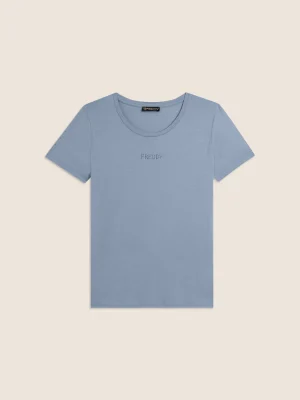 T-shirt manica corta con dettaglio cut out e strass