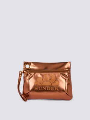 POCHETTE CLUTCH LAMINATA CON LOGO SUNDEK