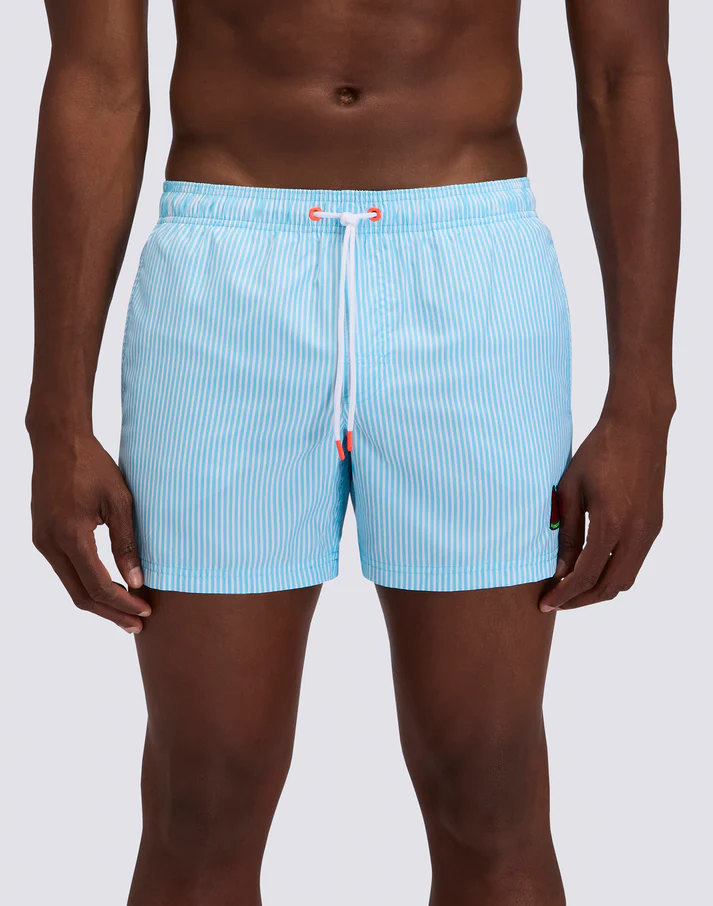 COSTUME DA BAGNO UOMO CORTO VITA ELASTICATA POLIESTERE RICICLATO REPREVE® CON STAMPA A RIGHE JUICY C