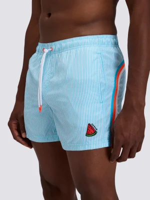 COSTUME DA BAGNO UOMO CORTO VITA ELASTICATA POLIESTERE RICICLATO REPREVE® CON STAMPA A RIGHE JUICY C